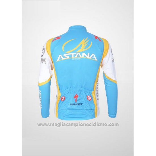 2012 Abbigliamento Ciclismo Astana Azzurro e Nero Manica Lunga e Salopette